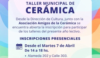 TALLERES 2026: ABREN LAS INSCRIPCIONES PARA EL TALLER MUNICIPAL DE CER�MICA